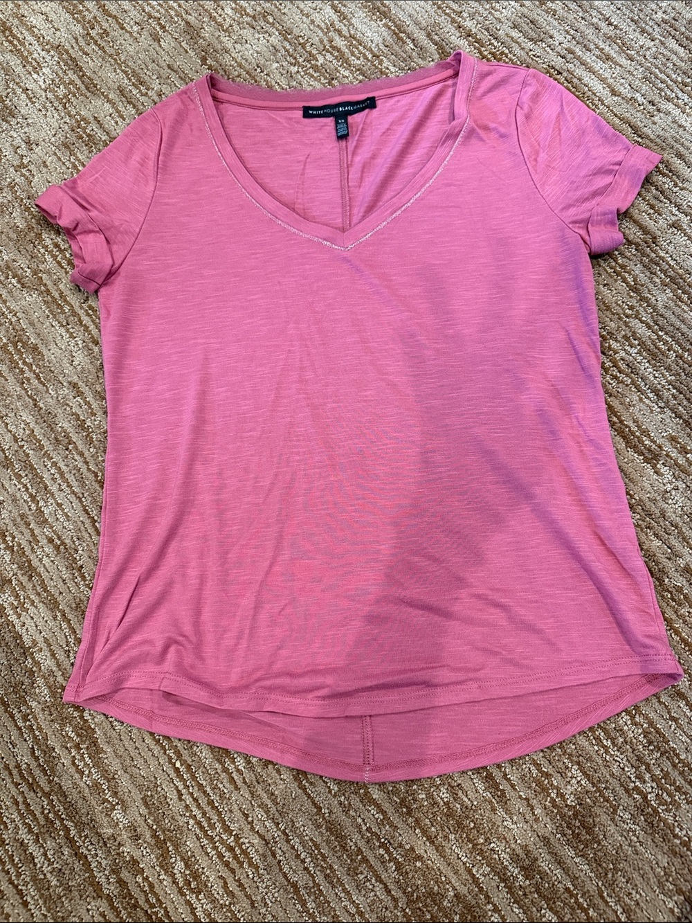 Women's Pink V-Neck Tee - Picture 1 of 2